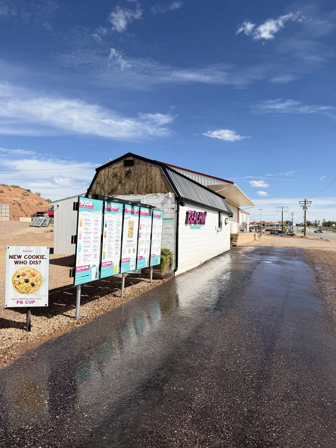 Freshly cleaned Beachin Drink Co. drive-thru